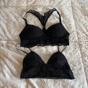 Victorias Secret Black Lace Bralette Set